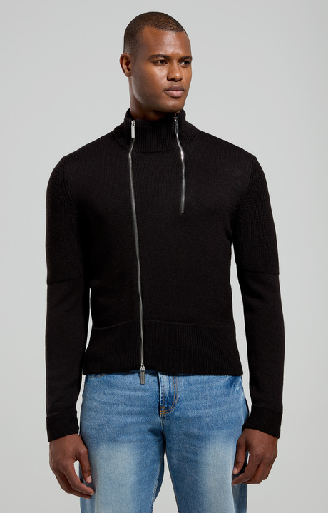 Men’s sweater with zipper details, BLACK, hi-res-1