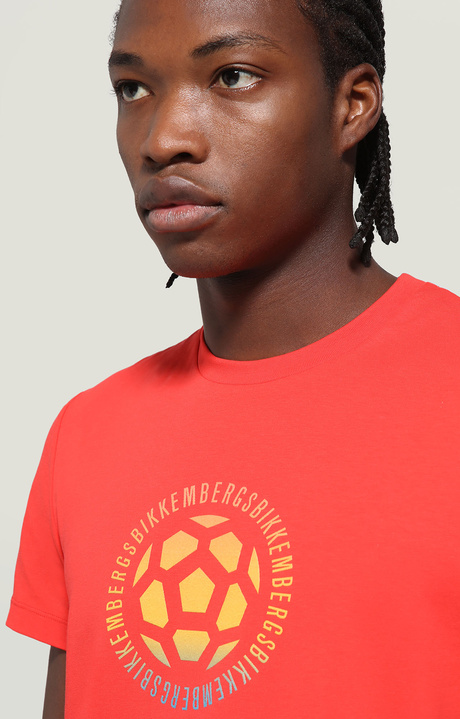 Men's T-shirt flock print, ORANGE, hi-res-1