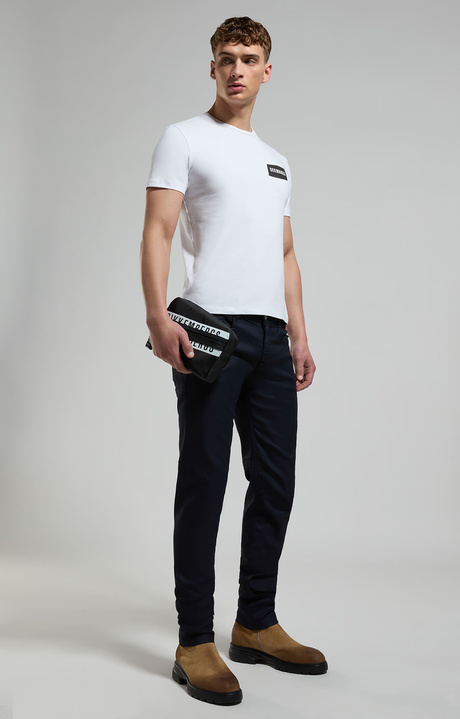 Men's t-shirt with textured detail, WHITE, hi-res-1