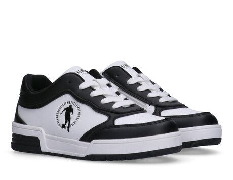 SNEAKER BASSA ALLACCIATA NERO/BIANCO, BLACK/WHITE, hi-res-1