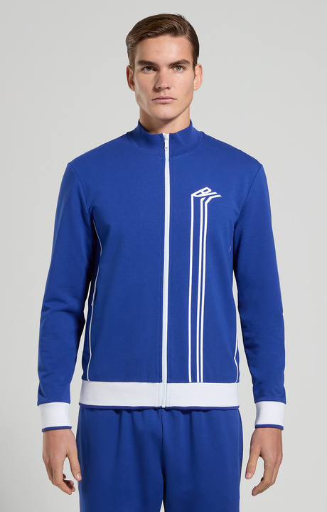 Men's sweatshirt with contrast bands, MAZARINE BLUE, hi-res-1