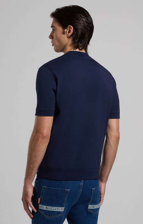 Slim fit men’s T-shirt with ribbed trim, BLACK IRIS Slim fit men’s T-shirt with ribbed trim, BLACK IRIS, hi-res-1