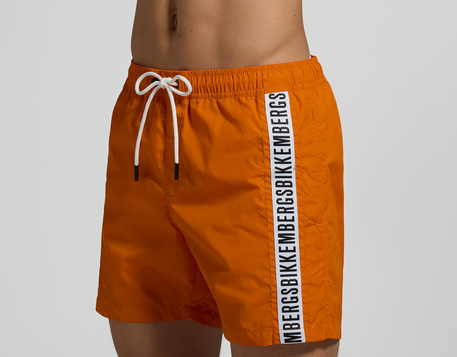 Men's swim shorts - tape insert, ORANGE Men's swim shorts - tape insert, ORANGE, hi-res-1