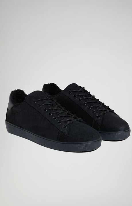 Recoba M men's sneakers with eco fur, BLACK Recoba M men's sneakers with eco fur, BLACK, hi-res-1