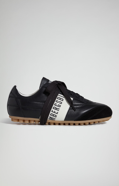 Women's Soccer W distressed leather sneakers, BLACK, hi-res-1