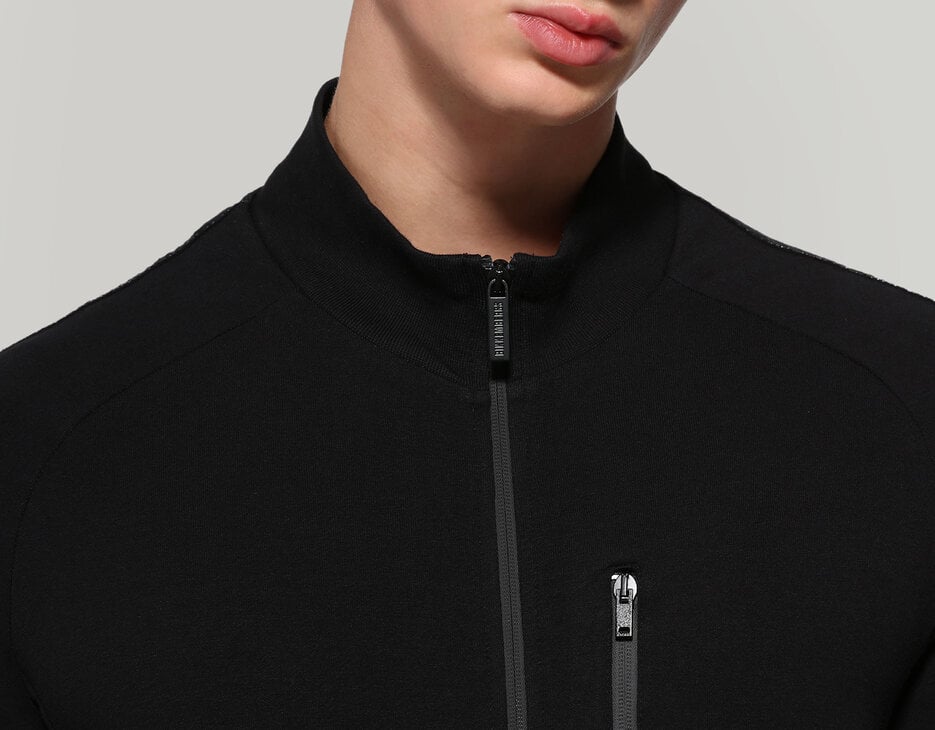 Men's zip sweatshirt, BLACK Men's zip sweatshirt, BLACK, hi-res-1