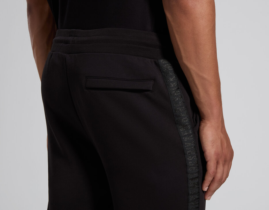 Men's black cotton sweatpants, BLACK, hi-res-1
