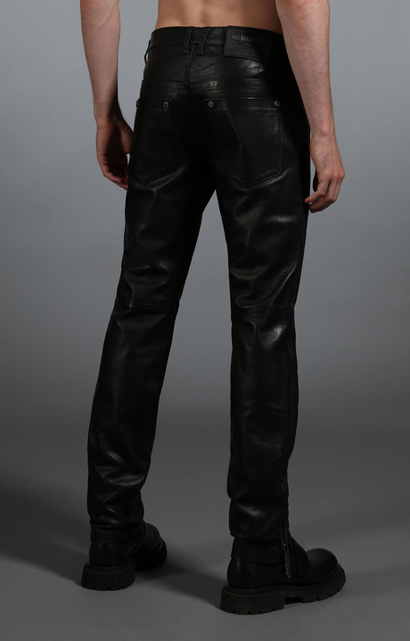Jeans uomo in pelle nera, BLACK, hi-res-1