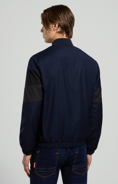 Men's bomber jacket in fresco wool, BLACK IRIS, hi-res-1