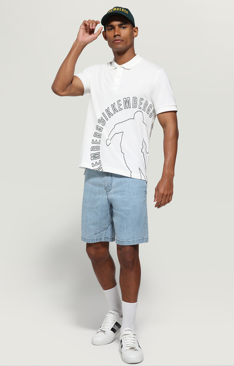 Men's polo shirt - cotton pique, WHITE, hi-res-1