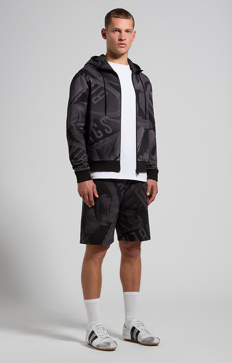 Men's camo-effect sweat shorts, BLACK, hi-res-1