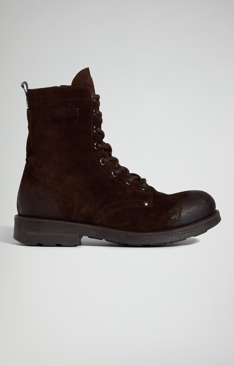 Women's Vintage W oiled leather combat boots, CIOCCOLATO, hi-res-1