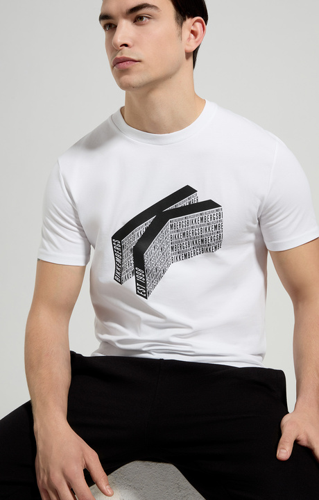 Men's slim fit print T-shirt, WHITE, hi-res-1