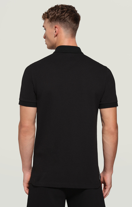 Men's polo shirt with patch, BLACK Men's polo shirt with patch, BLACK, hi-res-1