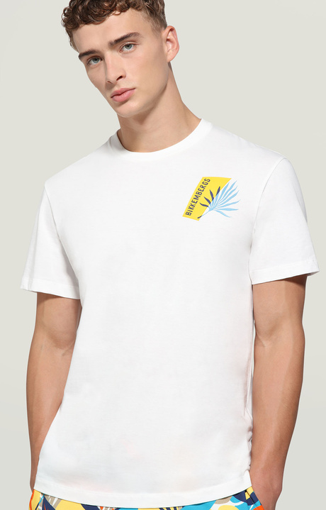 Men's T-shirt with print on back, WHITE, hi-res-1