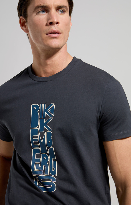 Men's slim fit print T-shirt, BLUE GRAPHITE, hi-res-1