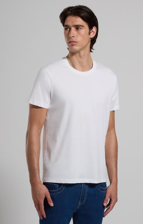 Slim fit embroidered T-shirt for men, WHITE Slim fit embroidered T-shirt for men, WHITE, hi-res-1