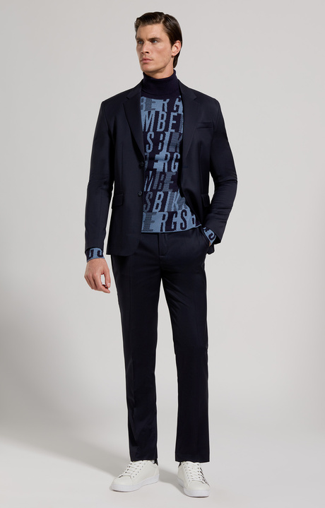 Men's turtleneck pullover with jacquard logo, DEEP WEEL, hi-res-1