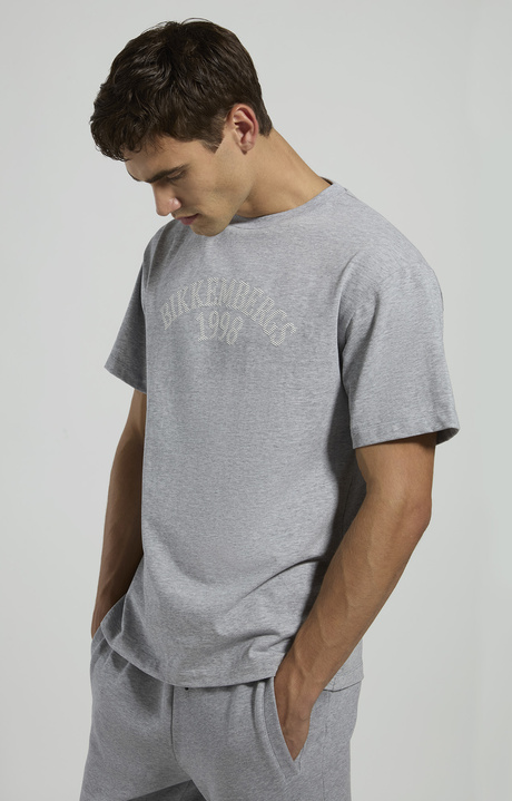 Men's contrast logo T-shirt, GREY MELANGE MID/LIGH, hi-res-1