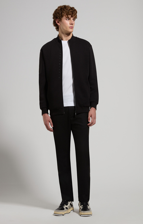 Men’s trousers in fresco wool, BLACK, hi-res-1