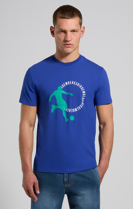 Men's soccer print T-shirt - slim fit, MAZARINE BLUE, hi-res-1