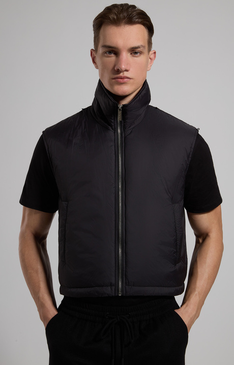 Men’s puffer jacket with lapels, BLACK, hi-res-1