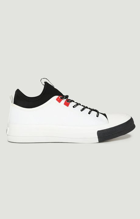 Men's sneakers in canvas with stretch insert - Amold, WHITE Men's sneakers in canvas with stretch insert - Amold, WHITE, hi-res-1