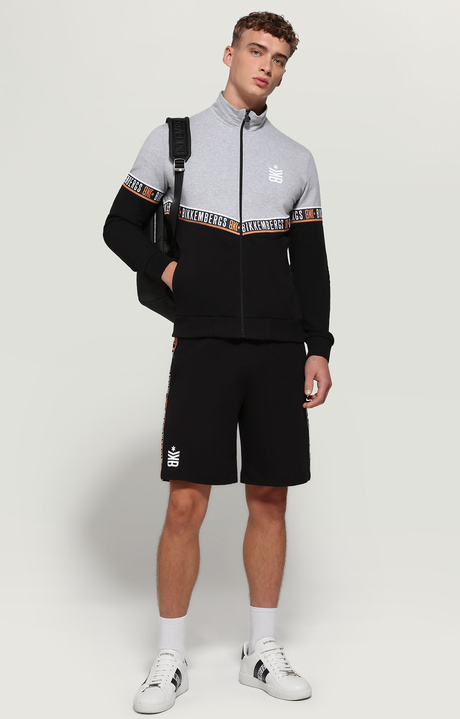 Felpa uomo tape jacquard, GREY MELANGE/BLACK, hi-res-1