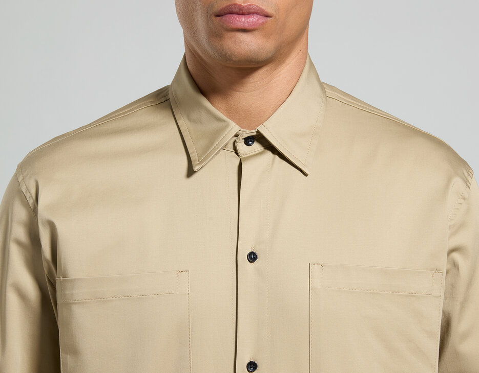 Gabardine men's shirt, OLIVE GREY Gabardine men's shirt, OLIVE GREY, hi-res-1