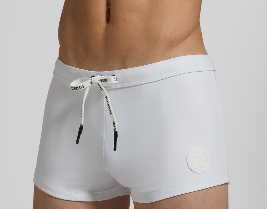 Men's swim trunks - fitted, WHITE Men's swim trunks - fitted, WHITE, hi-res-1