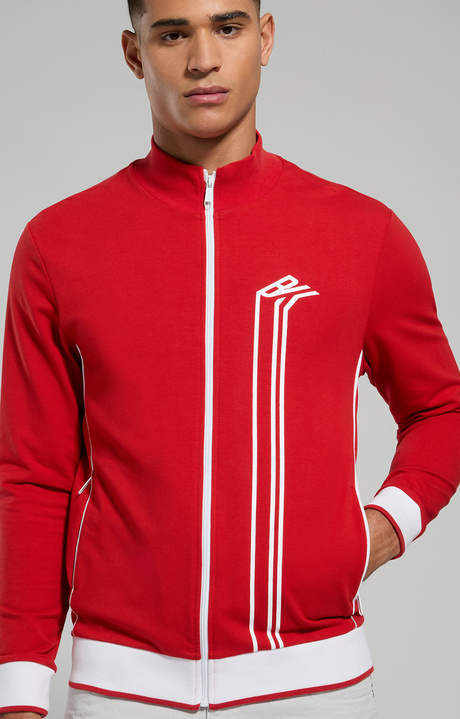 Men's sweatshirt with contrast bands, POMPEIAN RED, hi-res-1