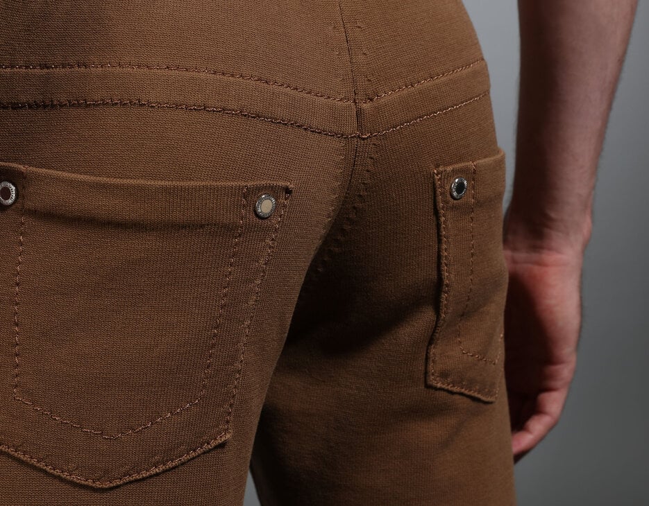 Men's knitted jeans, BROWN Men's knitted jeans, BROWN, hi-res-1