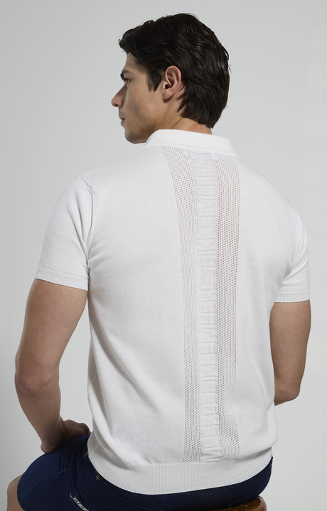 Men's knit polo shirt, WHITE, hi-res-1