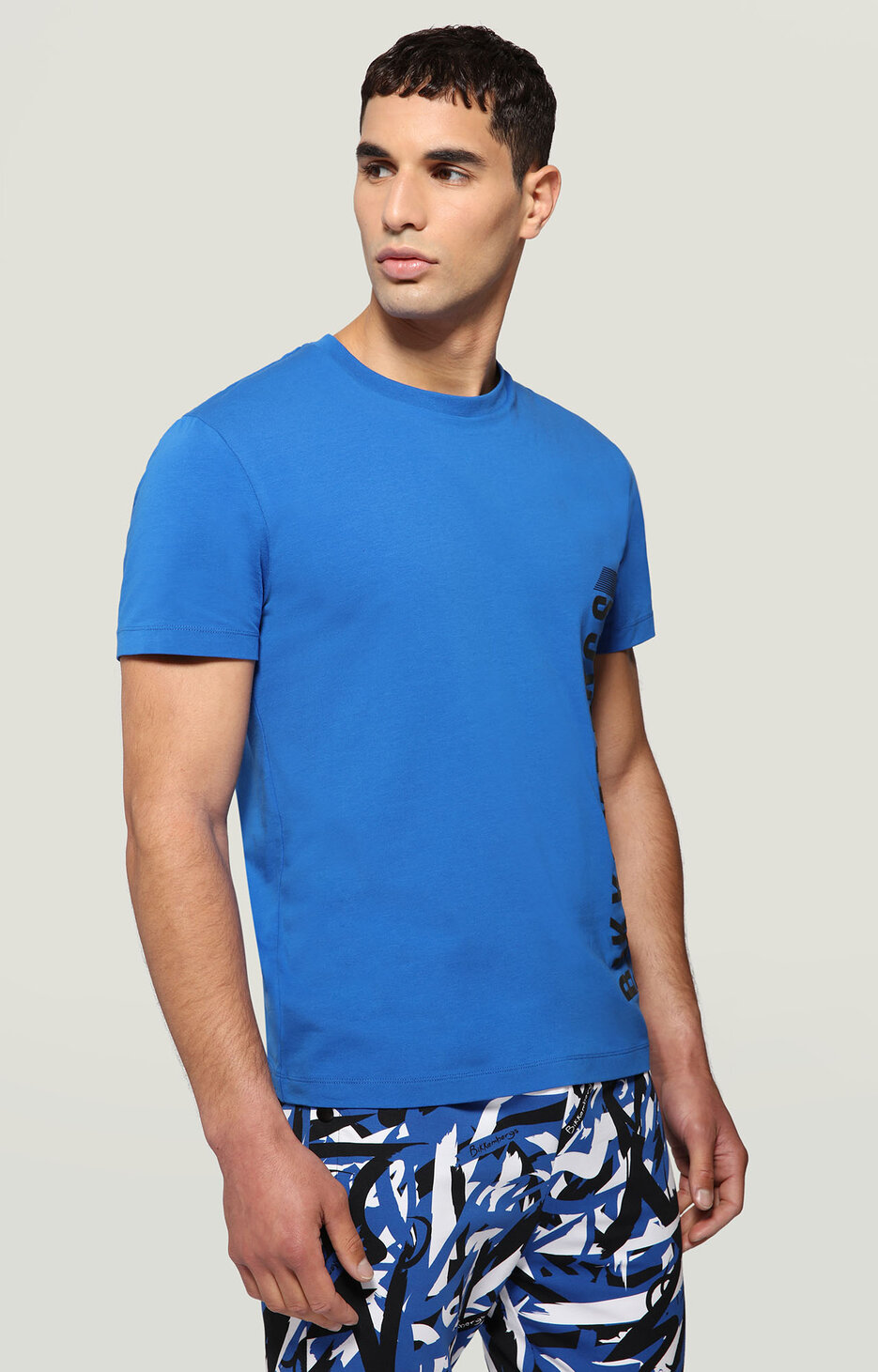 Men's T-shirt with rubber print, BLUE Men's T-shirt with rubber print, BLUE, hi-res-1