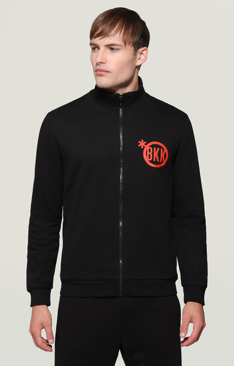 Men's sweatshirt with zipper, BLACK, hi-res-1