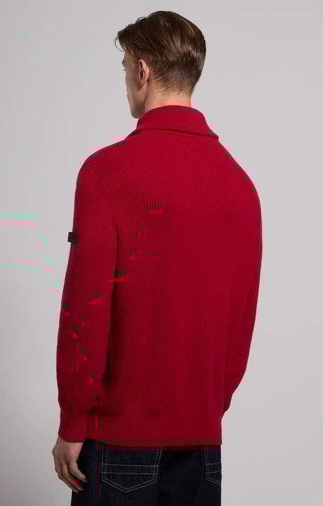 Men’s pullover with zip-up collar, CHILI PEPPER, hi-res-1
