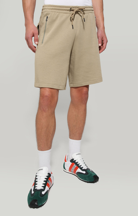 Men's fleece shorts with patch, DARK BEIGE, hi-res-1