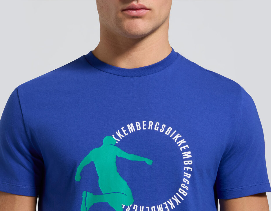 Men's soccer print T-shirt - slim fit, MAZARINE BLUE, hi-res-1
