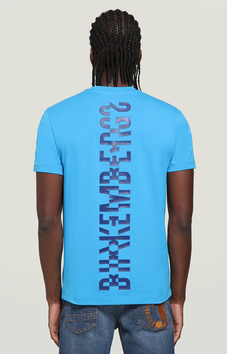 T-shirt uomo stampa gommata, AZURE, hi-res-1