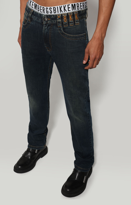 Men's jeans with logo tape - new regular fit, BLUE DENIM, hi-res-1