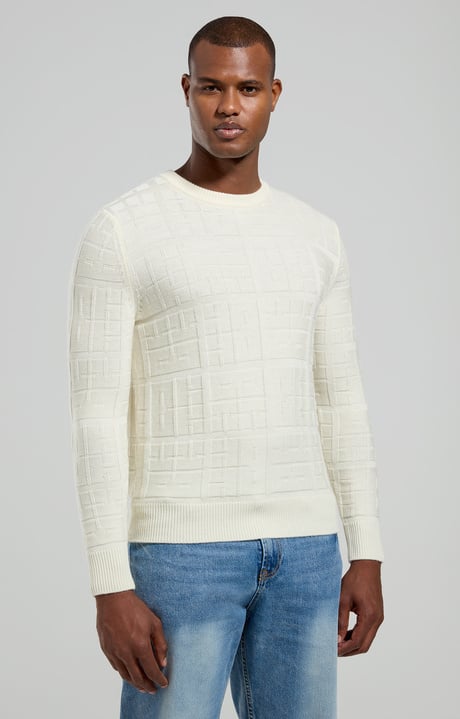 Men’s sweater with all-over logo, OFF WHITE Men’s sweater with all-over logo, OFF WHITE, hi-res-1