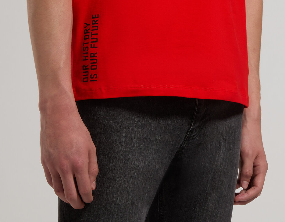 Slim fit men’s T-shirt with “Pioneer” print, FIERY RED Slim fit men’s T-shirt with “Pioneer” print, FIERY RED, hi-res-1
