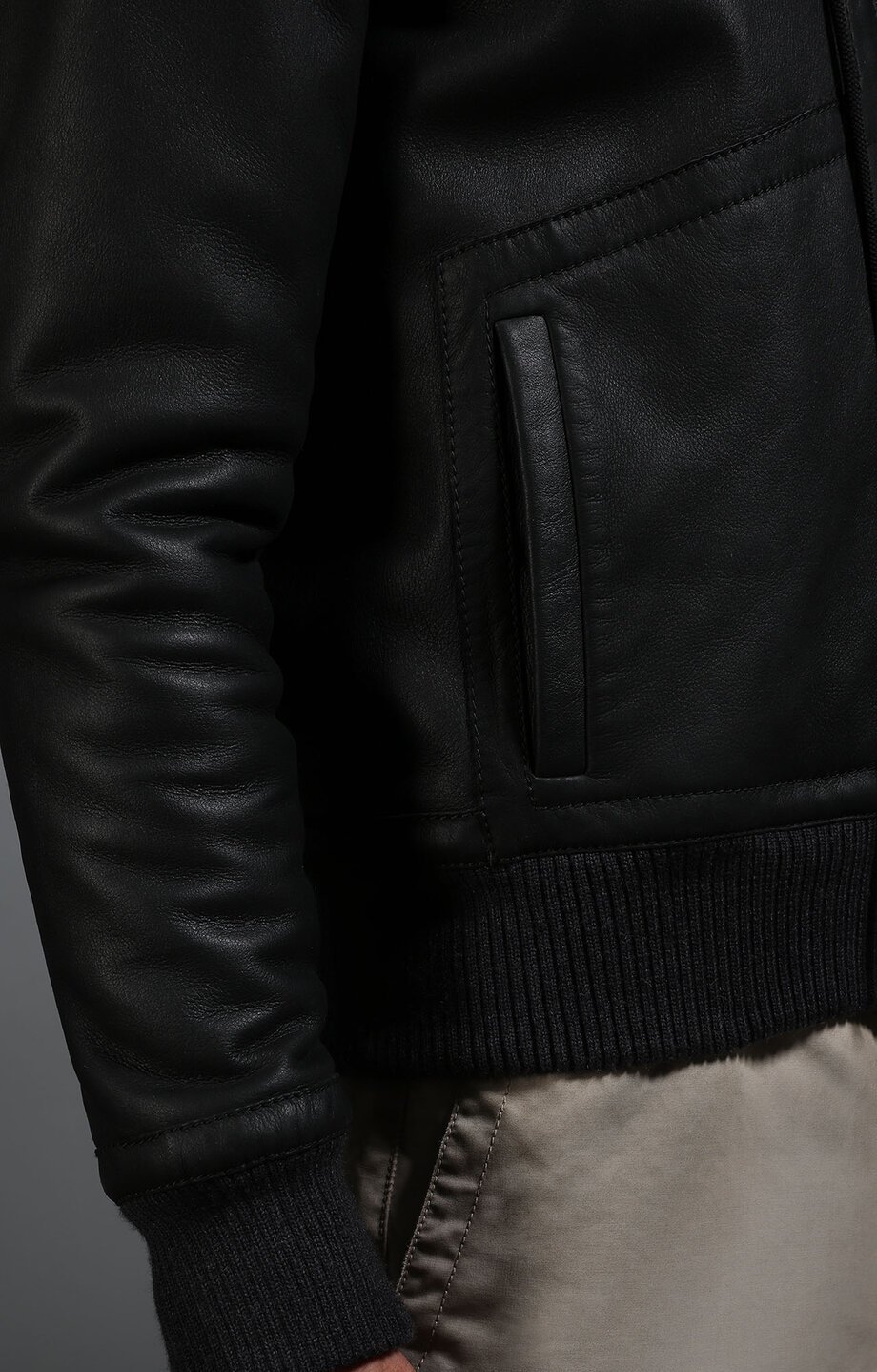 Brown Men's sheepskin hooded bomber jacket Bikkembergs