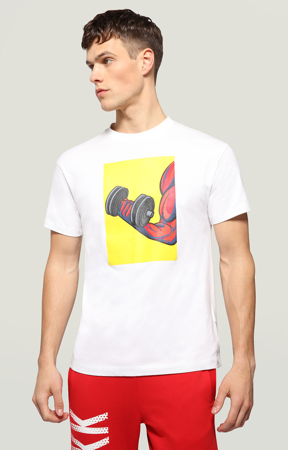 Men's T-shirt with Weightlifting print, OPTICAL WHITE Men's T-shirt with Weightlifting print, OPTICAL WHITE, hi-res-1
