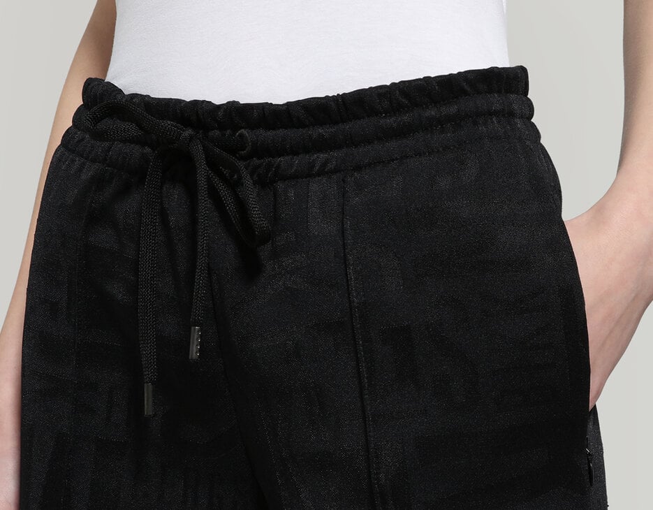 Women's joggers in jacquard fleece, BLACK Women's joggers in jacquard fleece, BLACK, hi-res-1