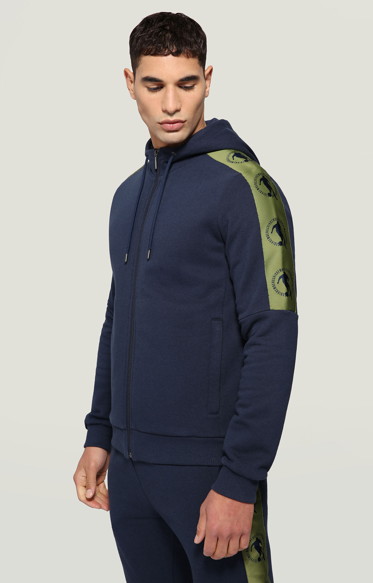 Men's Blue sweatshirt with jacquard tape | Bikkembergs