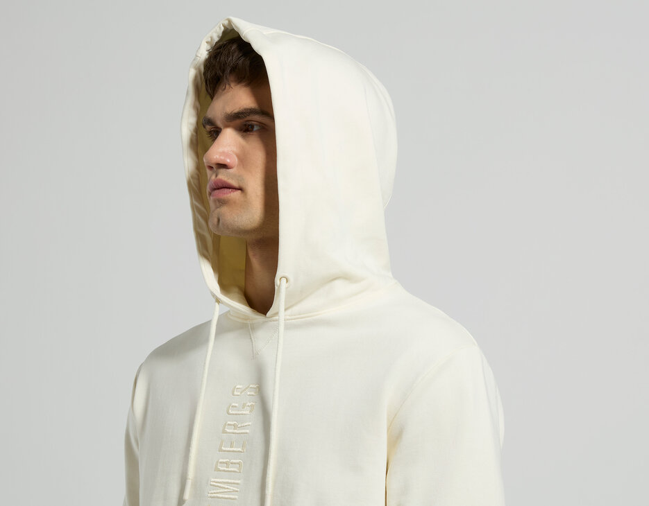 Men's hoodie with chest logo, MARSHMALLOW, hi-res-1