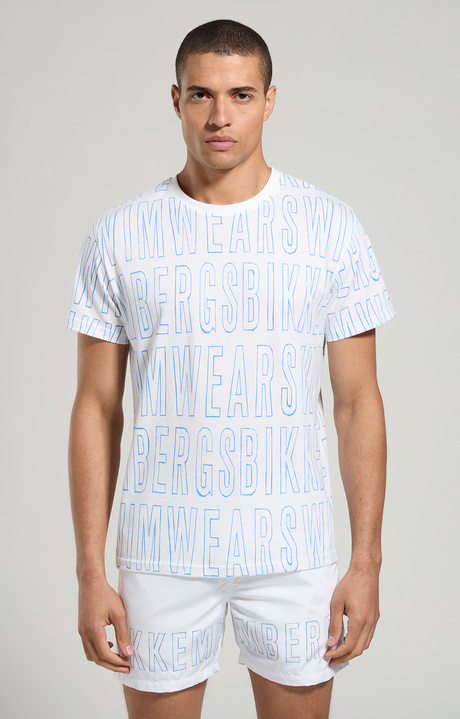 Men's pencil print beachwear T-shirt, WHITE, hi-res-1