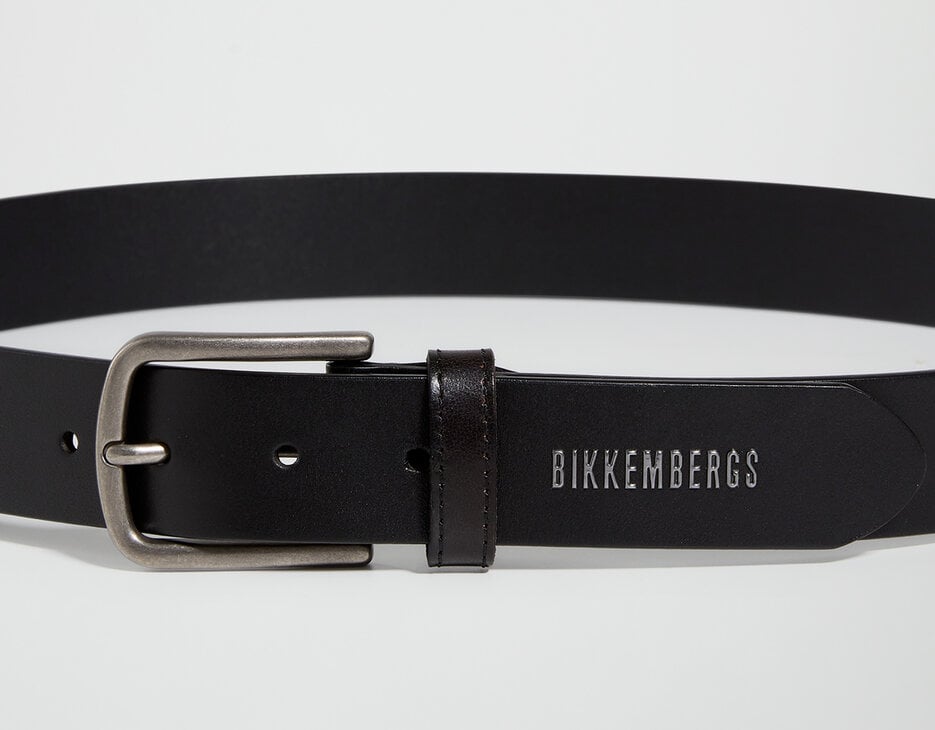 Men's leather belt, BLACK Men's leather belt, BLACK, hi-res-1