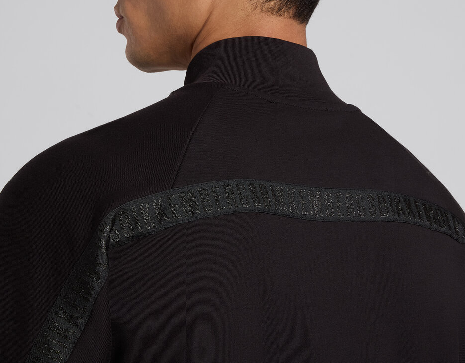 Men's black sweatshirt with deconstructed sleeves, BLACK, hi-res-1